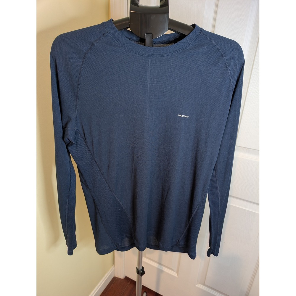 Patagonia Capilene Long Sleeve Shirt Mens Large Navy Blue Technical Base Layer